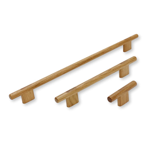 Lacquered Oak "Join" Wood Cabinet Knobs and Drawer Handles Euro • Knobs