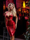 Sultry Backless Bandage Set | Sexy Deep V-neck Top & Skirt Set