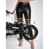 High Waist Leather Pants with Knee Cutouts | Country & Rock Style for Bar & Party Wear