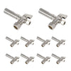 10 Pcs 1/4 Turn Stop Angle Valve, 1/2" Nominal (5/8" OD) Compression x 3/8" OD With Stainless Steel Water Hammer Arrestor, Chrome Plated Brass