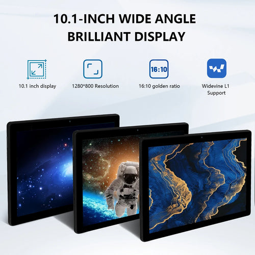 A10L 10 Inch Tablet Android 14 12GB RAM 64GB ROM 1TB Expand WiFi6 Face Unlock HD IPS Screen Keyboard Mouse Stylus With Pick Bag