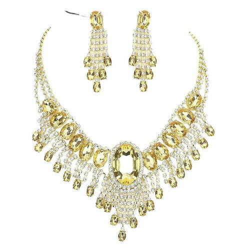 Rhinestone Water Drop Necklace Set