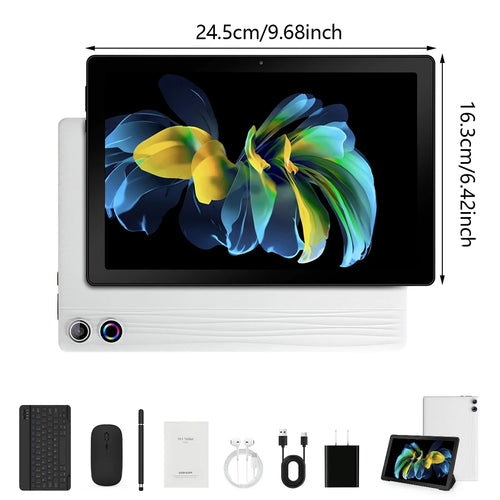 A10L 10 Inch Tablet Android 14 12GB RAM 64GB ROM 1TB Expand WiFi6 Face Unlock HD IPS Screen Keyboard Mouse Stylus With Pick Bag