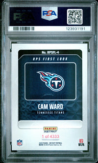 Graded 2025 Panini Instant Cam Ward #RPSFL4 RPS First Look Rookie RC Football Card PSA 9 Mint