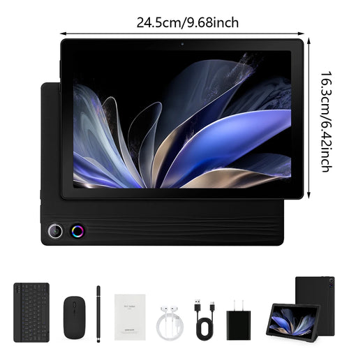A10L 10 Inch Android Tablet 12GB RAM 64GB ROM IPS HD Touch Screen with Keyboard Case Mouse Stylus - 8 in 1 Tablet Kit