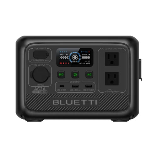 【US PLUG】BLUETTI AC2A Portable Power Station | 300W 204Wh, Recharge from 0-80% in 45 Min., Solar Generator for Outdoor Camping