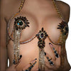 Sexy Tassel Color Crystal Chest Chain Necklace Women Bikini Accessories Sparkling Rhinestone Bra Body Chain Beach Charm Lingerie