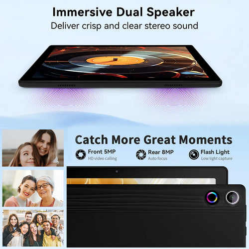 A10L 10 Inch Tablet Android 14 12GB RAM 64GB ROM 1TB Expand WiFi6 Face Unlock HD IPS Screen Keyboard Mouse Stylus With Pick Bag