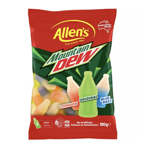 Allen’s Mountain Dew Candy Lollies – Assorted Candy Jellies (Australia)