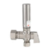 10 Pcs 1/4 Turn Stop Angle Valve, 1/2" Nominal (5/8" OD) Compression x 3/8" OD With Stainless Steel Water Hammer Arrestor, Chrome Plated Brass