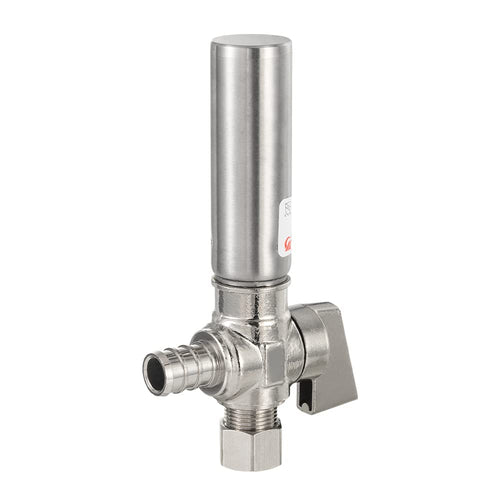 10 Pcs 1/4 Turn Stop Angle Valve, 1/2" Barb Crimp PEX x 3/8" OD With Stainless Steel Water Hammer Arrestor, Chrome Plated Brass