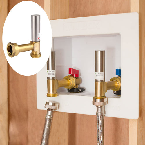 3/4" Swivel FHT x 3/4" MHT Water Hammer Arrestor Tee for Washing Machine, Stainless Steel Plumbingsell