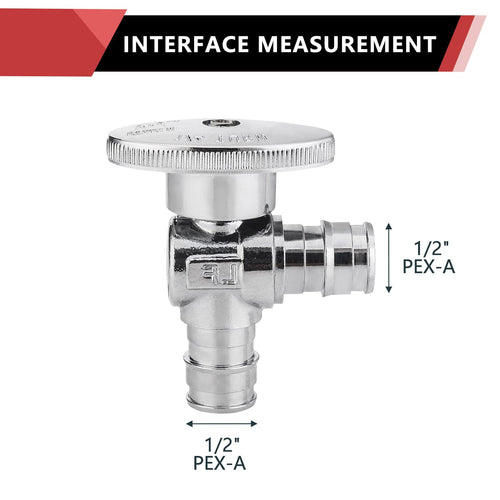 10 Pcs 1/2" x 1/2" PEX Expansion Angle Stop Valve, 1/4 Turn (Lead Free) Plumbingsell