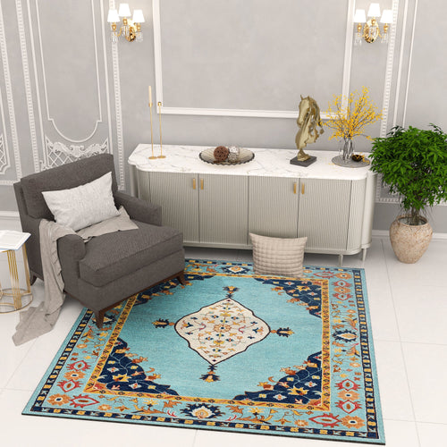 Premium Hand-Tufted Rug Made of 100% Wool  - Aydin Sky - 6x6 Feet