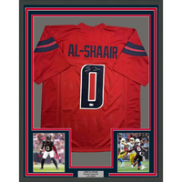 Framed Autographed/Signed Azeez Al Shaair 35x39 Houston Red Football Jersey Beckett BAS COA