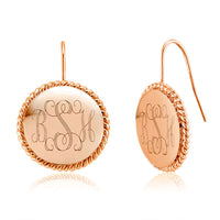 Personalized Braided Round Monogram Earrings Initial Earrings