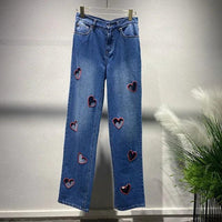 Heart Cutout Wide Leg Jeans | Romantic Wear for Women