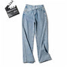 Retro Oblique Belted High Waist Straight Wide Leg Jeans for Cowgirls