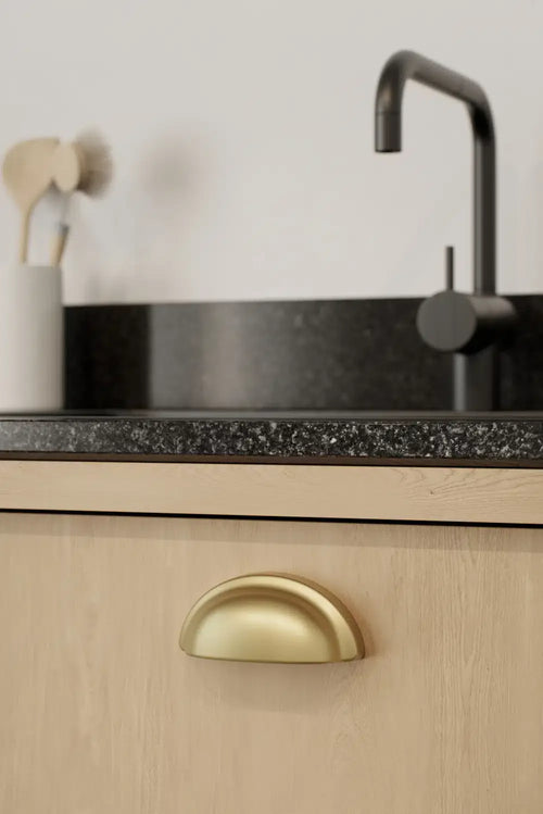 Dark Brushed Gold "Baron" Cup Pull and Knobs Euro • Knobs