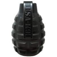 USA-K9 Grenade Shaped eDispenser Durable Dog Chew Toy & Treat Dispenser - Magnum Black