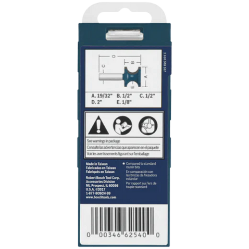 BOSCH 84432MC 1/4 In. 19/32 In. x 1/2 In. Carbide-Tipped Bullnose Router Bit