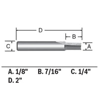 BOSCH 85213MC 1/8 In. x 1/2 In. Solid Carbide Double-Flute Straight Router Bit