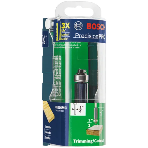 BOSCH 85216MC 1/2 In. x 1 In. Carbide-Tipped Triple-Flute Flush Trim Router Bit