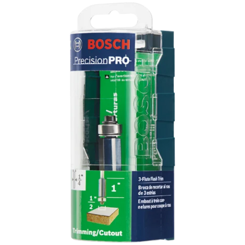 BOSCH 85216MC 1/2 In. x 1 In. Carbide-Tipped Triple-Flute Flush Trim Router Bit