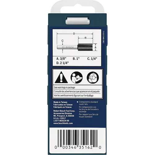 BOSCH 85225MC 3/8 In. x 1 In. Carbide Tipped 2-Flute Straight Bit (Router Bit)