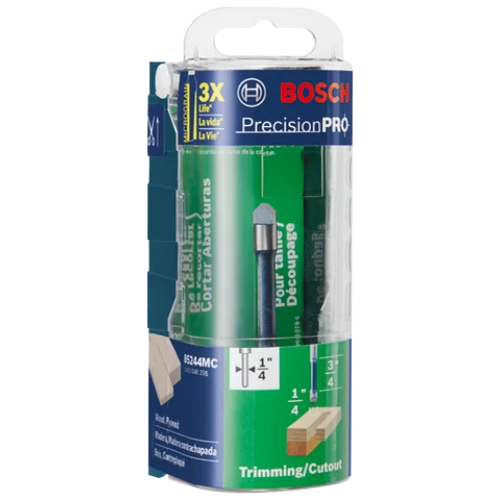 BOSCH 85244MC 1/4 In. x 3/4 In. Carbide-Tipped Single-Flute Pilot Panel Concave Router Bit