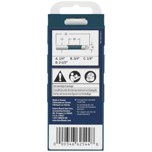 BOSCH 85244MC 1/4 In. x 3/4 In. Carbide-Tipped Single-Flute Pilot Panel Concave Router Bit