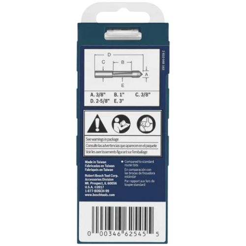 BOSCH 85245MC 3/8 In. x 1 In. Carbide-Tipped Single-Flute Pilot Panel Concave Router Bit