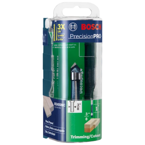BOSCH 85245SMC 3/8 In. x 1 In. Carbide-Tipped Single-Flute Shear Angle Pilot Panel Router Bit