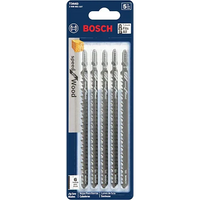BOSCH T344D 5-Piece 6 In. 6 TPI Speed for Wood T-Shank Jig Saw Blades