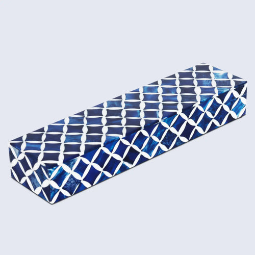 Decorative Storage Box Star Pattern Bone & Resin Inlay - Blue, 7 Sizes