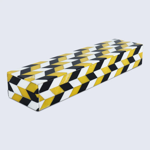 Black White Ochre Resin Inlay Decorative Storage Box Gifts- 8 Sizes