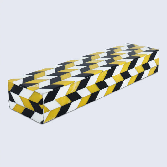Black White Ochre Resin Inlay Decorative Storage Box Gifts- 8 Sizes