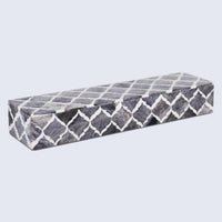 Moroccan Grey & White Resin & Bone Inlay Decorative Storage Box — (7 Sizes)