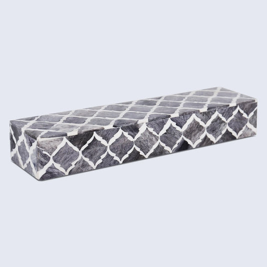 Moroccan Grey & White Resin & Bone Inlay Decorative Storage Box — (7 Sizes)