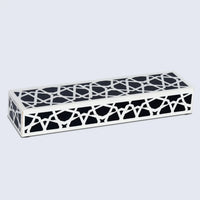 Decorative Storage Box Zellij Collection Resin Inlay, Black-White, 7 Sizes