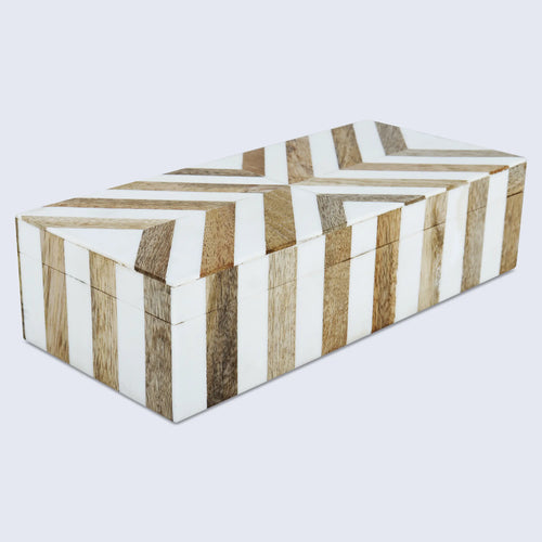 Marquet Chevron Resin & Wood Inlay Storage Box - 8 Sizes