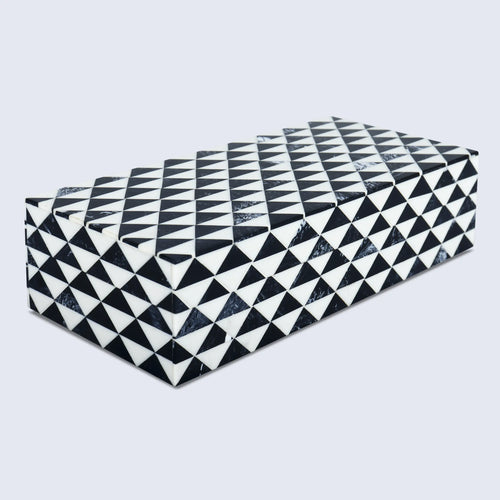 Marquet Prism Black White Resin Inlay Storage Box, 8 Sizes