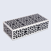 Decorative Storage Boxes Shiraz Pattern Resin Inlay, Black & White, 7 sizes