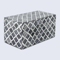 Moroccan Grey & White Resin & Bone Inlay Decorative Storage Box — (7 Sizes)