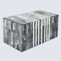Decorative Storage Box Patisserie Cafe Bone & Resin Inlay, Grey - 7 Sizes