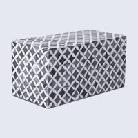 Decorative Storage Box Star Pattern  Bone & Resin Inlay - Grey, 7 Sizes
