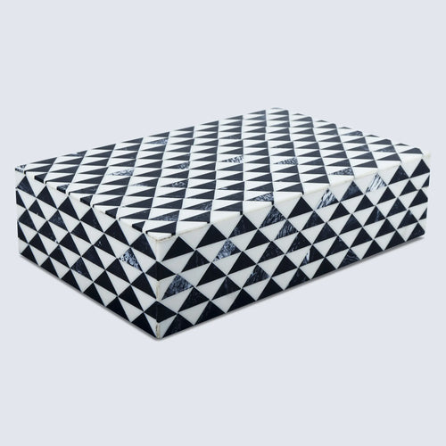 Marquet Prism Black White Resin Inlay Storage Box, 8 Sizes