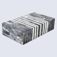 Decorative Storage Box Patisserie Cafe Bone & Resin Inlay, Grey - 7 Sizes