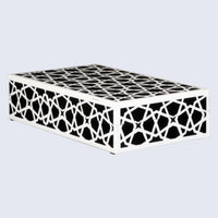 Decorative Storage Box Zellij Collection Resin Inlay, Black-White, 7 Sizes