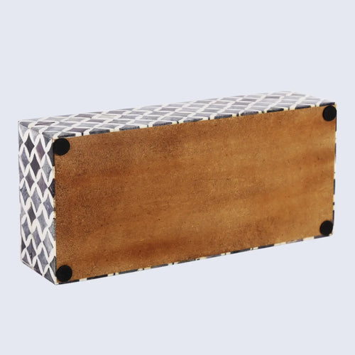 Decorative Storage Box Star Pattern  Bone & Resin Inlay - Grey, 7 Sizes